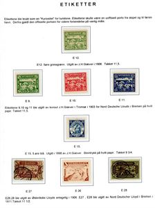 Three Spitsbergen-stamps and 12 Spitsbergen-labels.