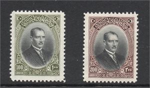 TURKIET 1926, Mi 855-856** KEMAL ATATURK de två högvalörerna i serien