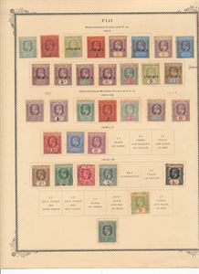 FIJI Samling på fortrykksark inkl en del med SPECIMEN overtrykk. Katalogverdi over £ 500