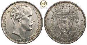 1 krone 1908 p/p Haakon VII. Kv.0