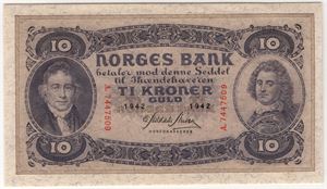 10 kroner 1942 A.7447509. Kv.0