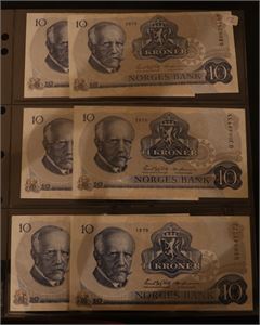 10 kroner 1976 QA, QB, QD, QJ, QS, QU. VK
