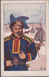 Signatur BL-42 - uten utgiver.  Same motiv  - UB  (svak hj.brett og spor etter montering)