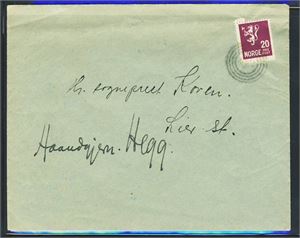 IV-440 4-ring 440.3 = UTENGA, Lier m/Nk144 på brev. Litt svakt avtrykk med fullt leslig. 6 pkt i postal IIII. Pen brukskvalitet