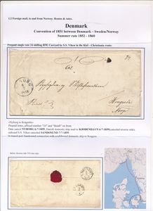 DANMARK Brev stemplet "NYBORG 6-7-1859" til Kragerøe, Norge