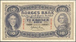 10 kroner 1939, serie Y.8138134. 0