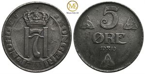 5 øre 1919 Haakon VII. Kv.0