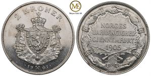 2 kroner 1907 m/g Haakon VII. Kv.0