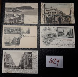 HILSEN FRA CHRISTIANSSAND/KRISTIANSAND 5 forskjellige, derav et ubrukt. De andre poststemplet 1901-04