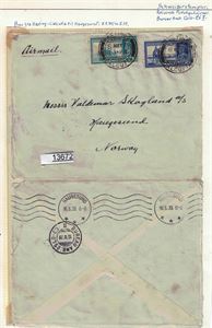 INDIA - BREV Utbrettet brev stemplet "CALCUTTA 8 MAY 39" til Haugesund. Transittstempel "BUREAU AMB. OSLO-ED 15 V 39"