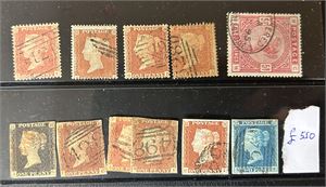 GB o 11 Victoria-merker fra nr 1 og utover inkl SG 14 og 180 (Oppgitt £ 510)