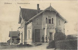 Jernbane Kirkenær Jernbanestion (Thv. Schóyen)  stemplet 1915