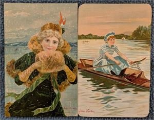 NYSTRØM, Jenny, 2 kartongkort, utgiver J.F.