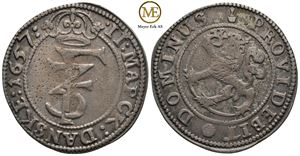 2 mark 1657 Frederik III. Kv.1/1+