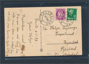 Postkort stemplet "HELLDALSMO 6-1-47" (Grad 5)