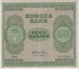 50 kroner 1945 A.2375235. Kv.1+/01