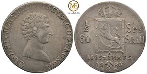 1/2 speciedaler 1823 Carl XIV Johan. Kv.1/1+