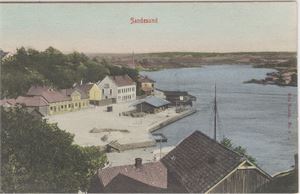 Sandesund  (Nils Tomte,4) UB fint kolorert kort.