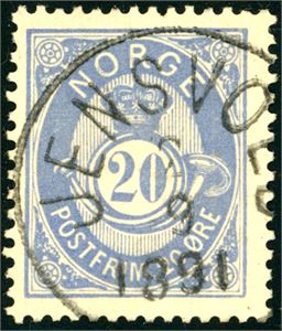 54 IIe. 20 øre 20, fullstemplet "Jensvold 2.9.1891".