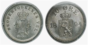 10 øre 1894 Oscar II. Kv.0