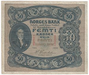 50 kroner 1928 A.9535698. Kv.1/1-