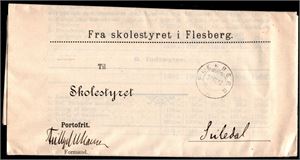 Brev FLESBERG 31-VIII-07 på komplett skoleberetning fra Flesberg skolestyre for årene 1901-05. Pen kvalitet