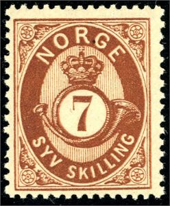 21 III. 7 skilling Posthorn. (2.100,-).