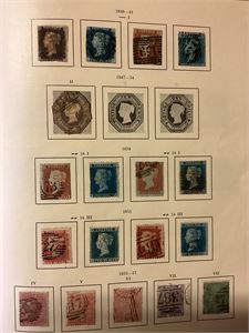 England, samling i Stenderalbum stemplet fra 1840.  De første sidene er summert til over 50.000.-