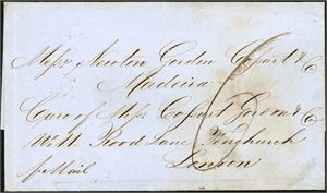 DWI. Total 5 lettes: 3 letters sent to London (one from  St. Thomas and two from Puerto Rico), one letter sent from Jamaica to Mexico and one letter from St. Thomas to Madeira via London. (1849-62).