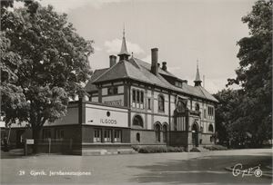 Postkort jernbane GJØVIK stasjon (OP) A6 s/h (Oppi 29) ubrukt