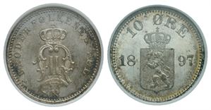 10 øre 1897 Oscar II. Kv.0