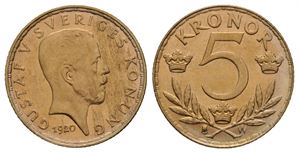 5 kronor 1920 Gustav V. Kv.01