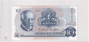 10 kroner 1977 HL - erstatning, kvalitet 0!
