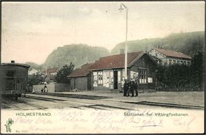 Holmestrand. Stationen for Vittingfosbanen. Brukt i 1905. K-2