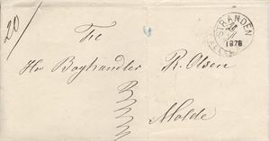 Portofritt Brev st. I-Stranden 20/11-1878  (Datoen er håndskrevet) (Mr)  sendt til Molde