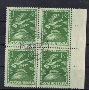 SVERIGE F 223 1 kr Förening i stämplat fyrblock. (F 3 200:-)