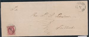 NK 25 på brev st "Rennebo 3-8-1879" (6 pkt) til Farsund. Arkivbretter