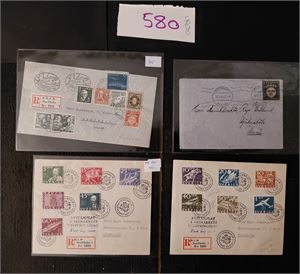SVERIGE - BREV/FDC 4 brev 1936-45 inkl Mi 227-38 på FDC