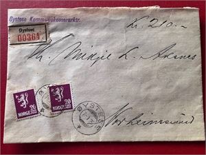 Hordaland - Bankobrev Øystese 1926 m/segl Lensmannen i kvam