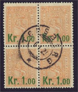 NK 85 I, 4-blokk stemplet "Tønsberg" 06.01.1922