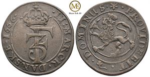 2 mark 1666 Frederik III. Kv.1+