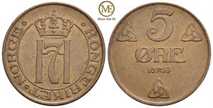 5 øre 1913 Haakon VII. Kv.0/01