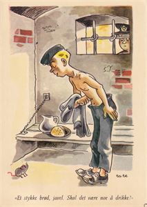 Kunstnerkort - Taraldsen "Et stykke brød, javel. Skal det være no å drikke"