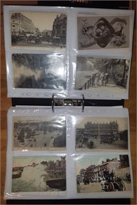 Kortlot 4 permer med utenlandske småf.kort, mest sted. Egne permer med hhv tyske og danske kort.