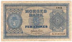 5 kroner 1945 A. Kv.1/1+
