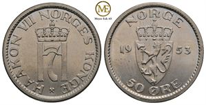 50 øre 1953 Haakon VII. Kv.0