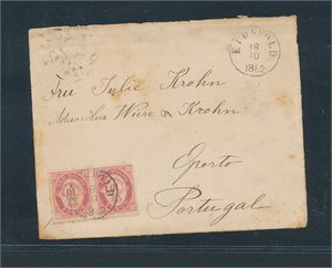 Nk 37 II i par på brevforside til Portugal stemplet "EIDSVOLD 16 10 1882"