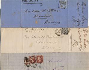 Brevlot 9 helbrev fra div. land i Europa 1870/80-tallet, alle sendt til Arendal.