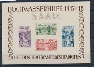 SAARLAND xx Mi Bl 1, 1948 Hochwasser (€ 1000)