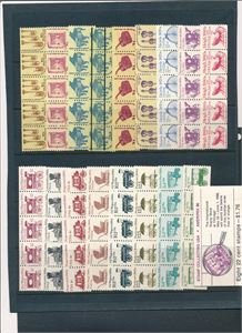 USA xx 17 forskjellige 5-striper frimerker for massepost. Medfølger et hefte fra 1986